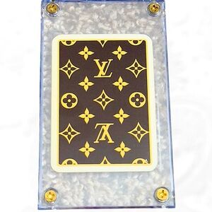 Louis Vuitton Brown & Gold Monogram Card: 5 of Clubs Protected COLLECTORS CARD